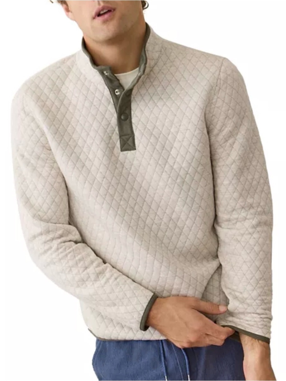 Marine Layer Corbet Quilted Reversible Pullover Beige and Olive M NWT IN PKG